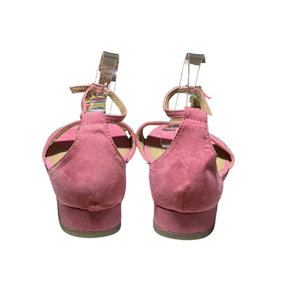 Fiomi Women's Size 10 Pink Faux Suede Ankle Strap Sandals With Buckle Closure - Picture 6 of 13